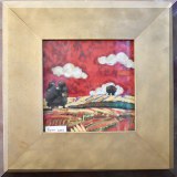 A16a. “Bright Skies” framed print 14” x 14” 